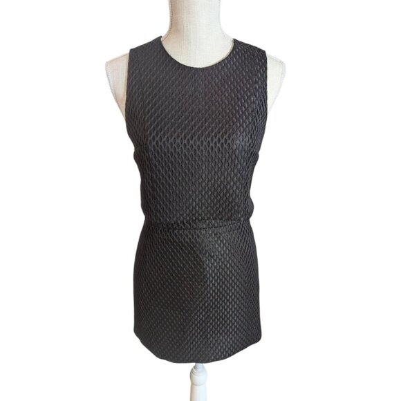 Express Womens Black Honeycomb Geometric Mod Mini Skirt Set w/ Sleeveless Blouse - Picture 2 of 8